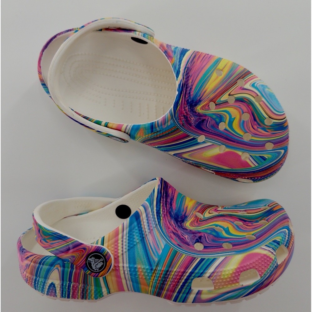 Crocs Psychedelic Rainbow Swirl Out of This World II Classic Clog Size W5 M3 EUC